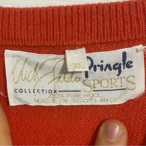 Pringle Sweater XL Orange 100% Wool Pullover Embroidered Logo Made In Scotland - Picture 2 of 6